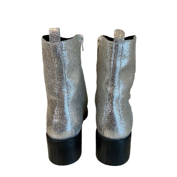 MIISTA LONDON Metallic Silver Boots 9 1/2. Runs small! Likely fit like an 8 1/2. - Picture 3 of 12